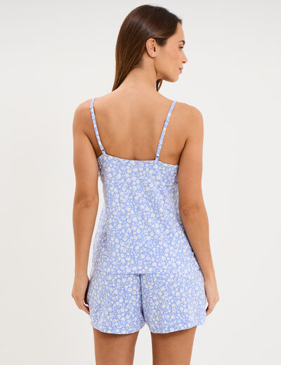 Ensemble pyjama short et d&eacute;bardeur ecru femme