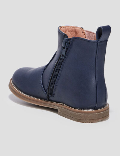 Bottines zippées bout rond bleu marine fille