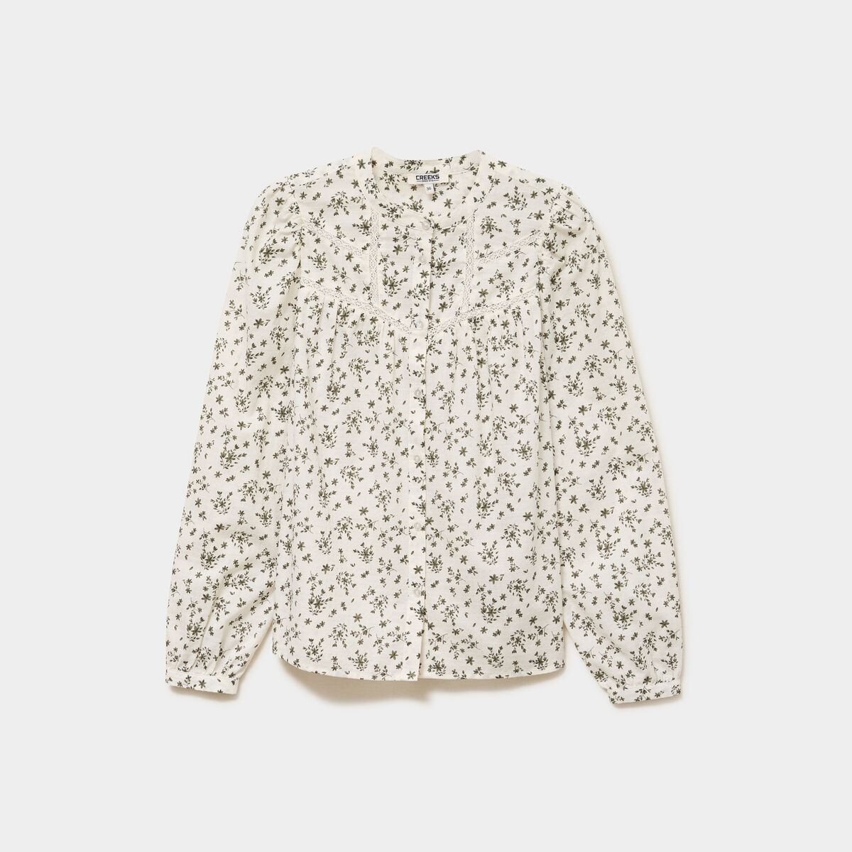 Blouse droite manches longues coton ecru femme