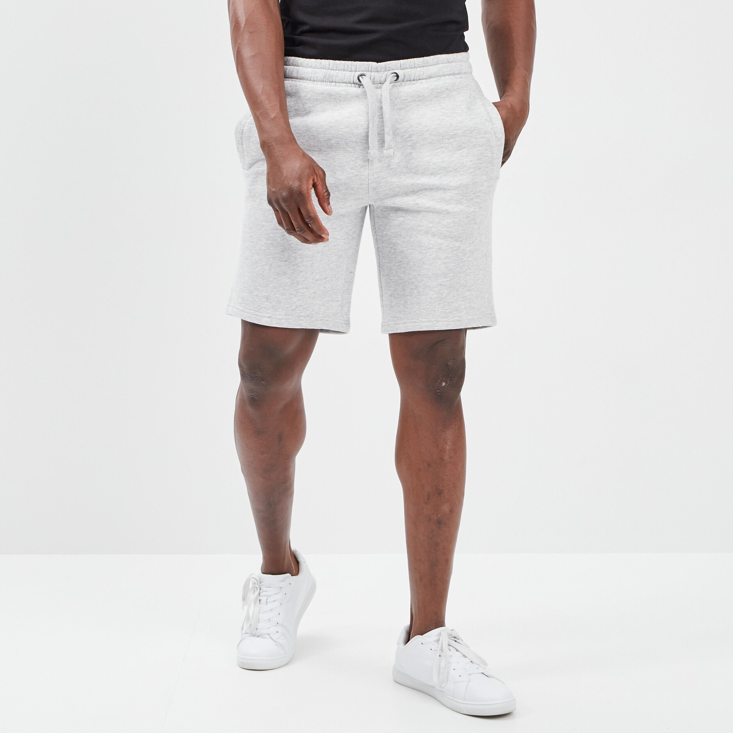 Short jogging molletonné droit gris clair homme LH