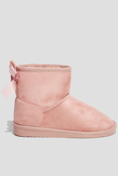 Bottines fourrées avec noeud rose fille
