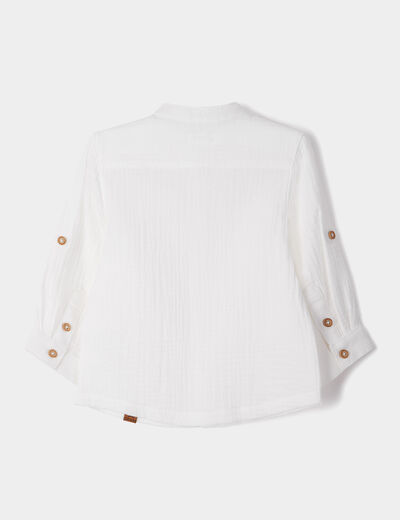 Chemise manches longues col mao coton blanc bébé garçon