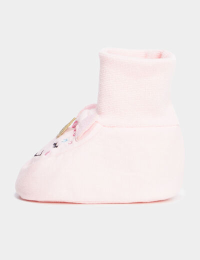 Chaussettes d'intérieur rose bébé fille