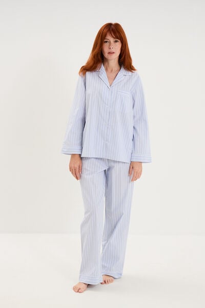 Ensemble pyjama chemise manches longues ecru femme