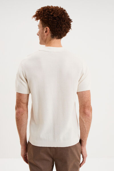 Polo manches courtes textur&eacute; coton blanc homme