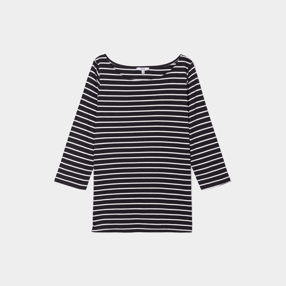 T-shirt manches 3/4 col bateau coton blanc femme