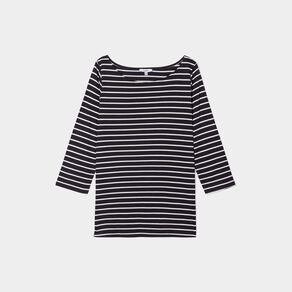 t shirt manches 34 col bateau coton blanc femme T-shirt manches 3/4 col bateau coton blanc femme