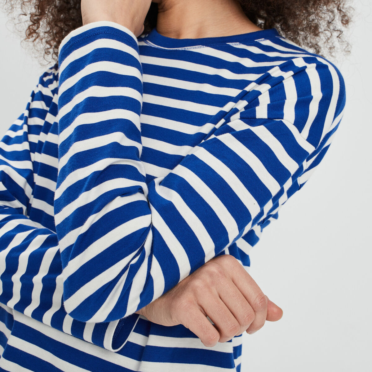 T-shirt marinière manches longues Creeks ecru femme