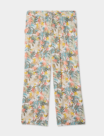 Pantalon large fluide taille haute blanc femme grande taille