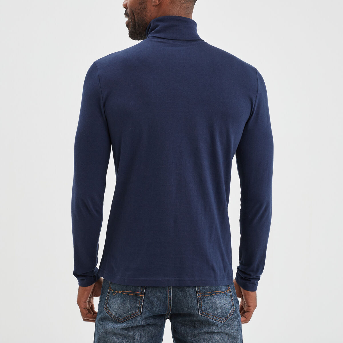 T-shirt col roulé manches longues bleu marine homme