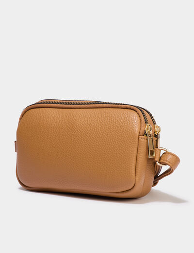 Sac bandouli&egrave;re 2 compartiments marron clair femme