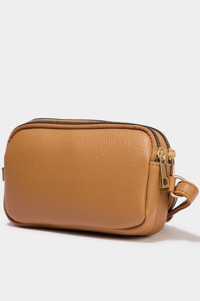 Sac bandouli&egrave;re 2 compartiments marron clair femme