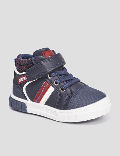 Baskets montantes à scratchs Creeks Kiki bleu marine bébé garçon