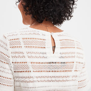 t shirt effet macrame col rond creeks blanc femme T-shirt effet macramé col rond Creeks blanc femme