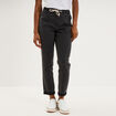 Jeans droit cropped taille &eacute;lastiqu&eacute;e denim noir femme
