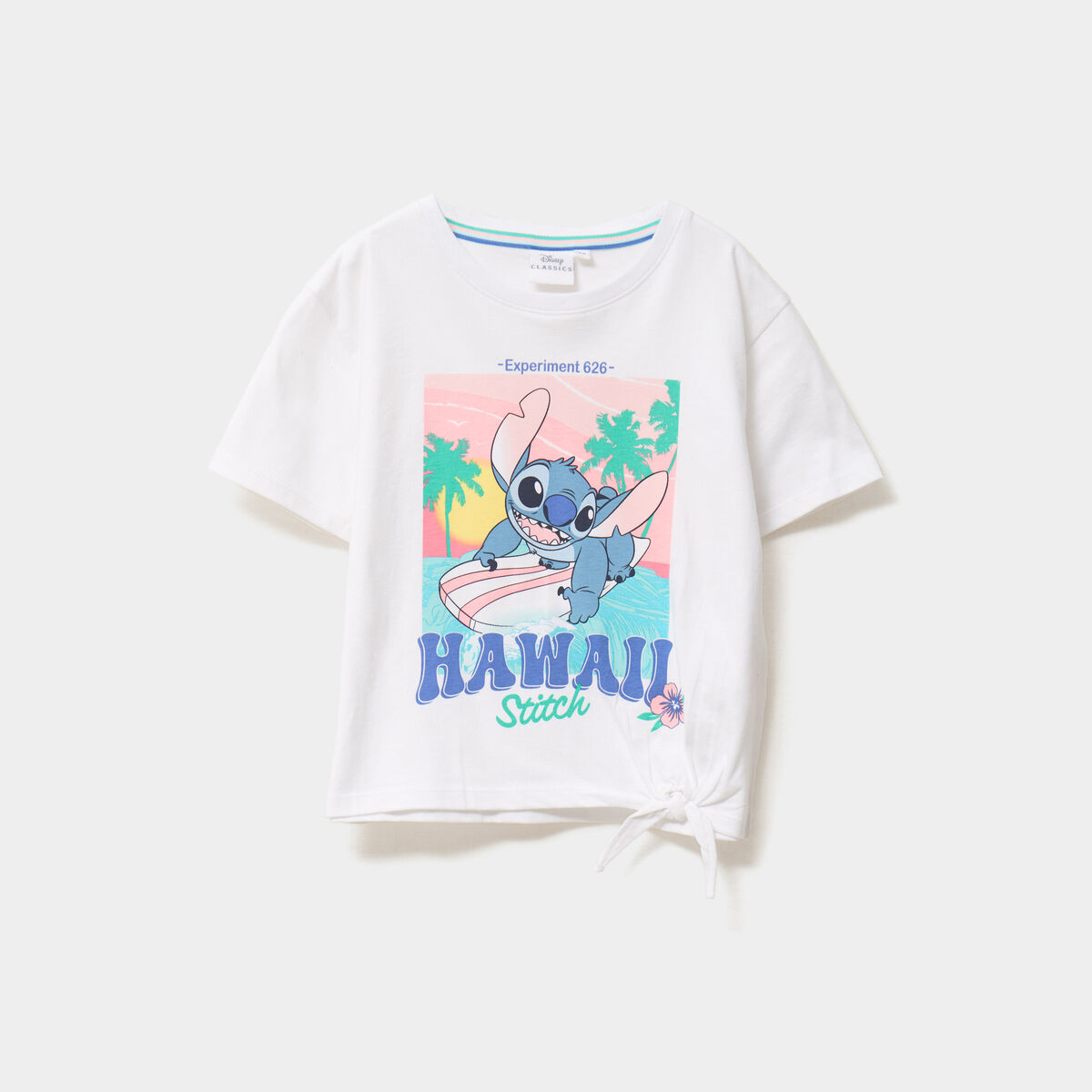 T-shirt manches courtes coton Stitch blanc fille