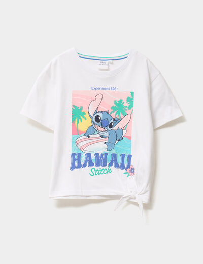 T-shirt manches courtes coton Stitch blanc fille