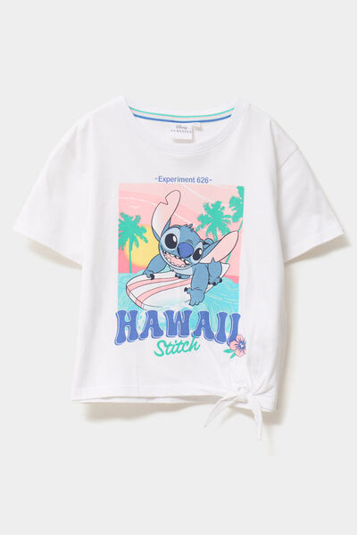 T-shirt manches courtes coton Stitch blanc fille