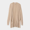 Gilet mi-long manches longues beige femme