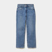 Jean droit taille basse coton denim stone femme
