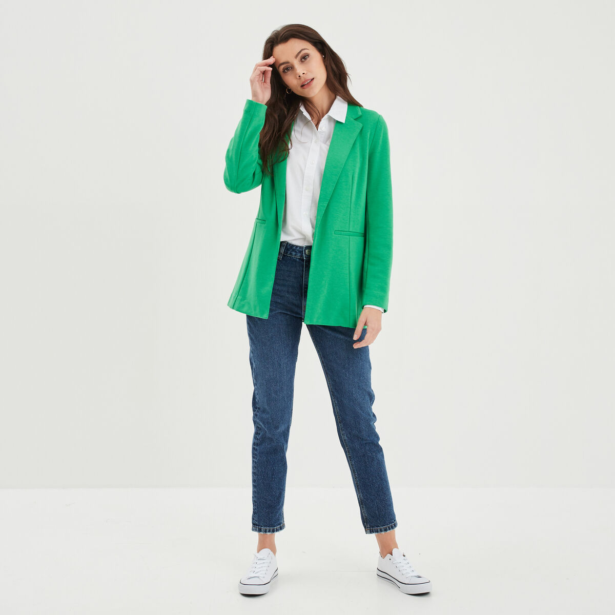 Jeans mom 7/8ème taille haute coton denim stone femme