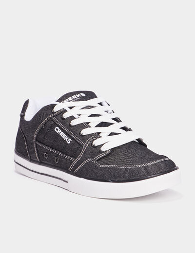 Tennis basses en toile à lacets noir homme