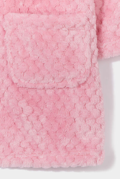 Peignoir pilou zippé à capuche rose fille