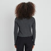 T-shirt côtelé avec col en V gris foncé femme