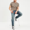 T-shirt manches courtes coton col V taupe homme