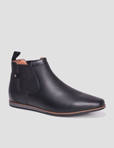 Boots chelsea plates noir homme
