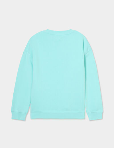 Sweat oversize manches longues col rond bleu turquoise garçon