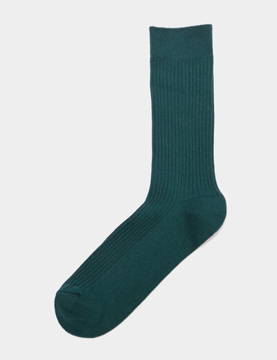 Lot 2 paires chaussettes côtelées vert foncé homme