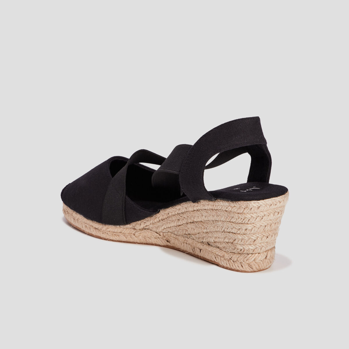 Sandales espadrilles compens&eacute;es noir femme