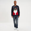 Pull de No&euml;l manches longues bleu marine homme