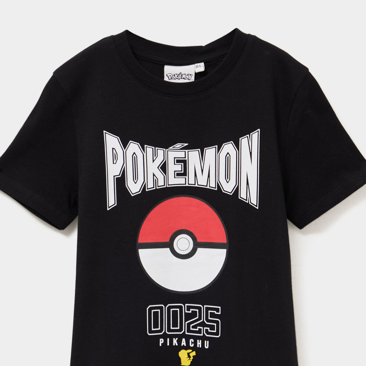 T-shirt manches courtes coton Pokémon noir garçon