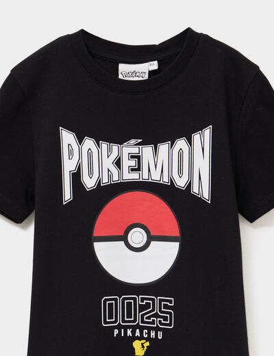 T-shirt manches courtes coton Pokémon noir garçon