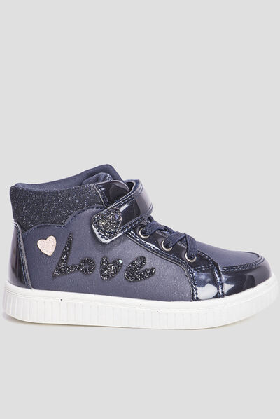 Baskets montantes détails paillettes bleu marine fille