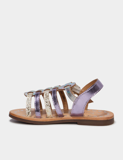 Sandales multibrides bout rond en cuir blanc fille