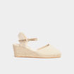 Sandales espadrilles compens&eacute;es toile jaune or femme