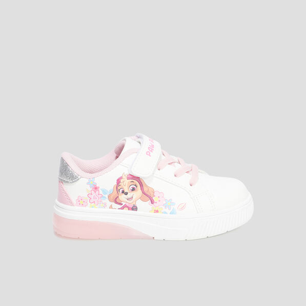 Tennis basses à scratchs Pat Patrouille blanc fille