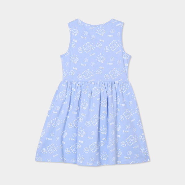 Robe patineuse sans manches coton bleu pastel fille