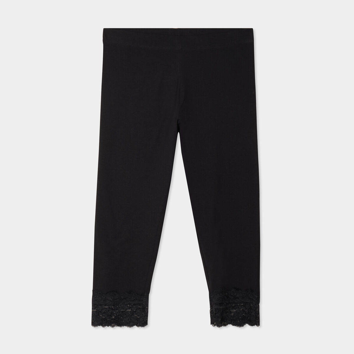 Legging 7/8&egrave;me bandes dentelle noir femme grande taille