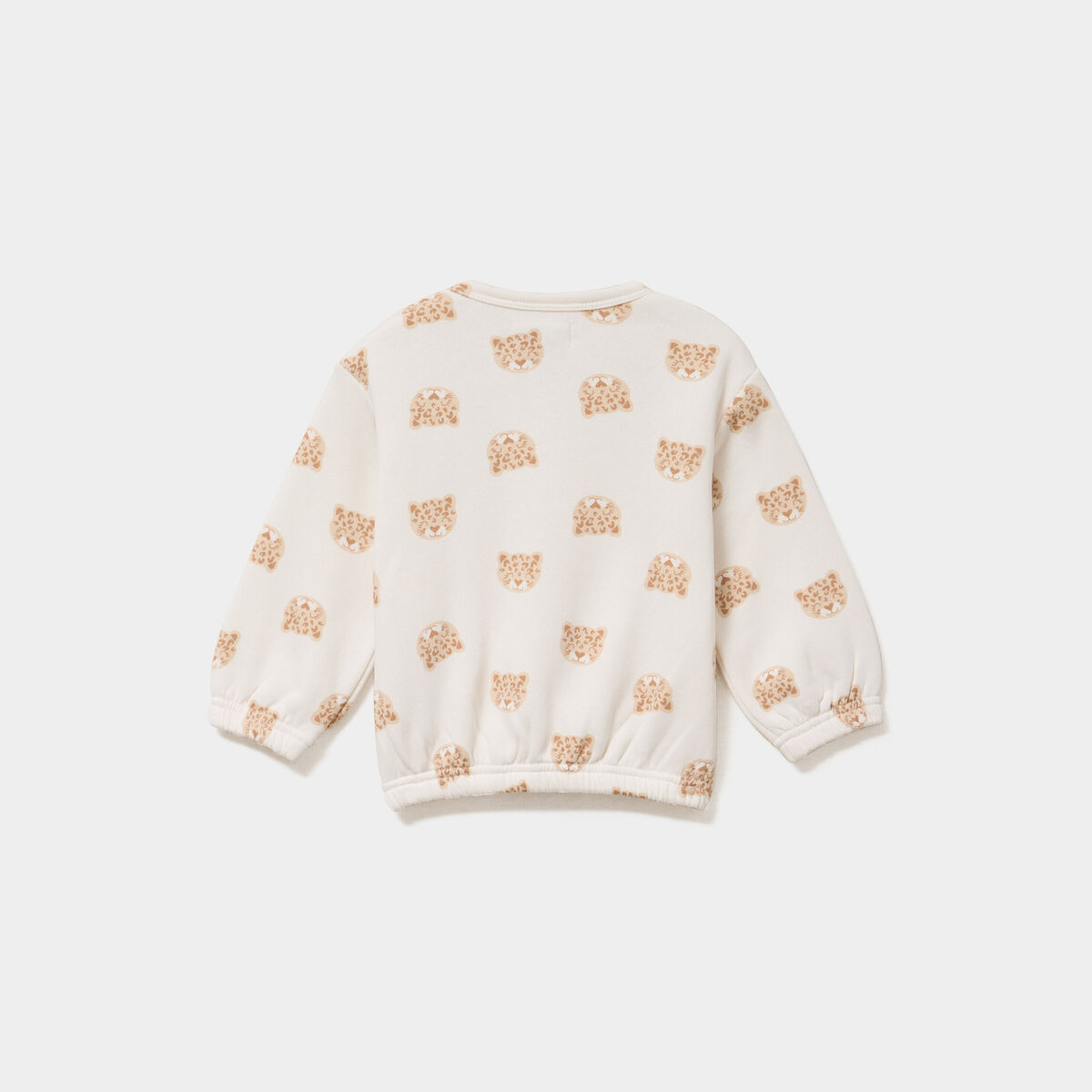 Sweat molletonn&eacute; manches longues ecru b&eacute;b&eacute; fille