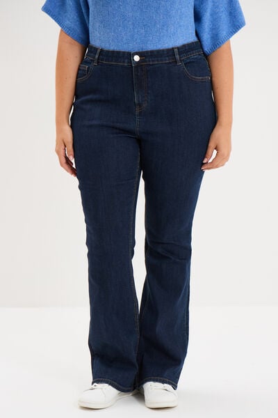 Jean flare 5 poches taille haute denim brut femme grande taille