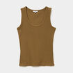 D&eacute;bardeur ajust&eacute; col rond coton beige femme
