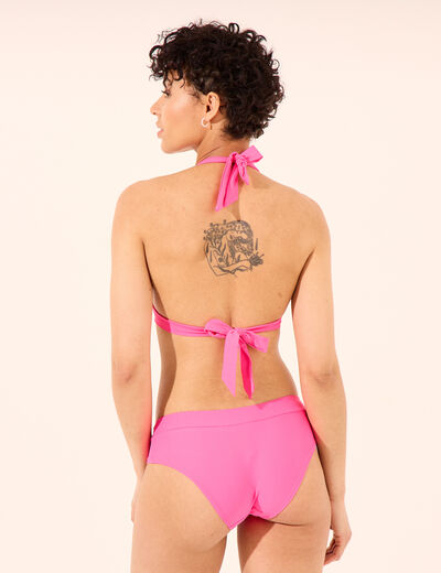 Haut de maillot de bain forme triangle rose fushia femme