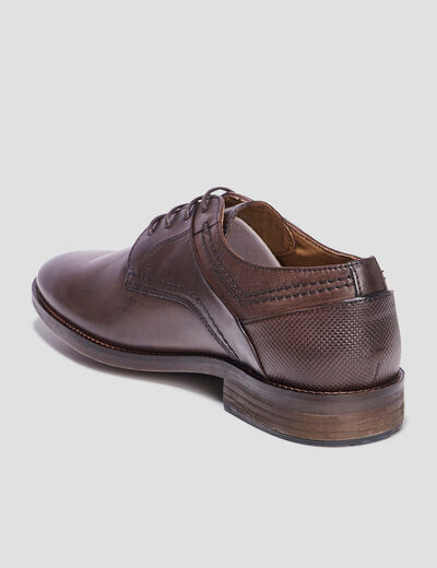 Derbies à lacets en cuir marron homme