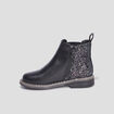 Bottines chelsea &agrave; paillettes en cuir noir fille