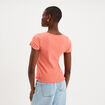 T-shirt ajust&eacute; col en V avec boutons vieux rose femme