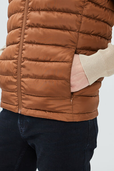 Doudoune droite sans manches camel homme